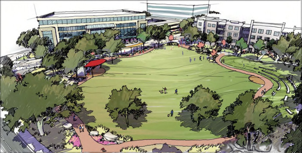 Neighborhood Park concept for the west end of the Austin Oaks PUD master plan.