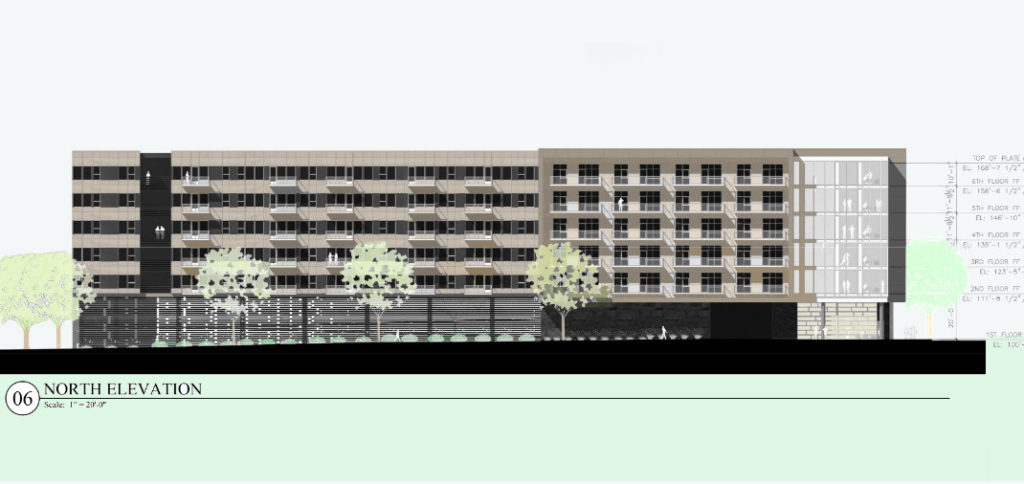 The north elevation of the Block L apartment building. Courtesy of Columbus Realty Partners.