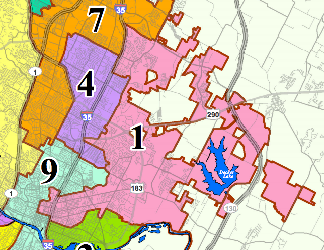 Austin's Council District 1 and the surrounding area. Photo courtesy of the City of Austin.
