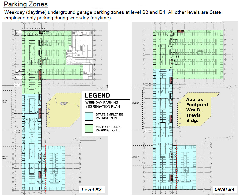 Site plans for two levels of the underground garage. Courtesy of Page.